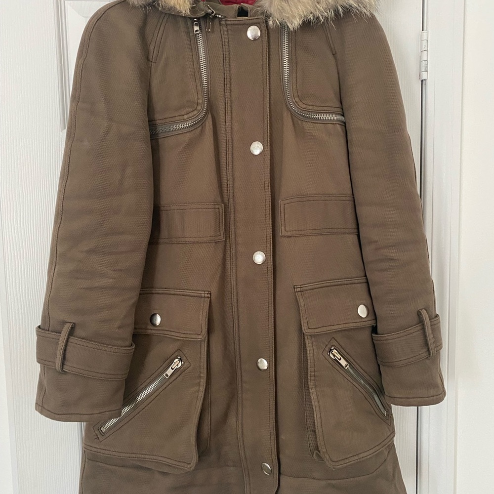 Medium Marc By Marc Jacobs Green Utility Military Parka with Fur Hood